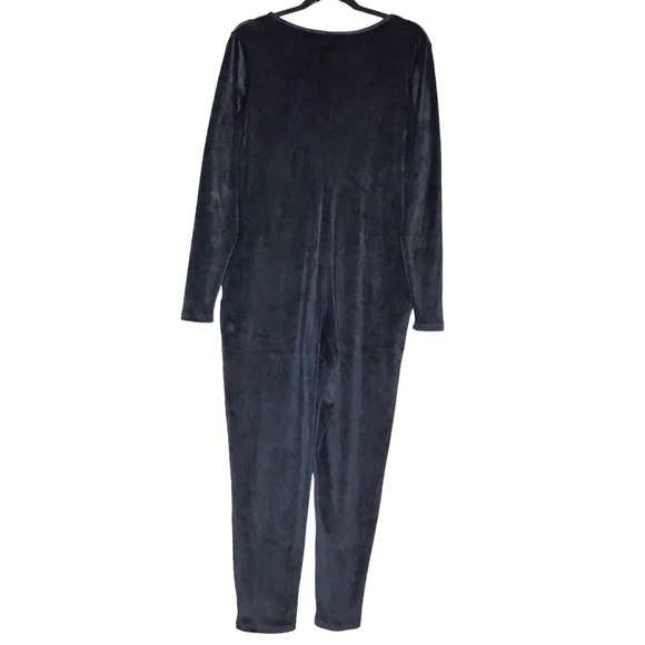Women's Medium Smash + Tess Friday Velour Jumpsuit in Midnight Black Romper - Picture 9 of 13